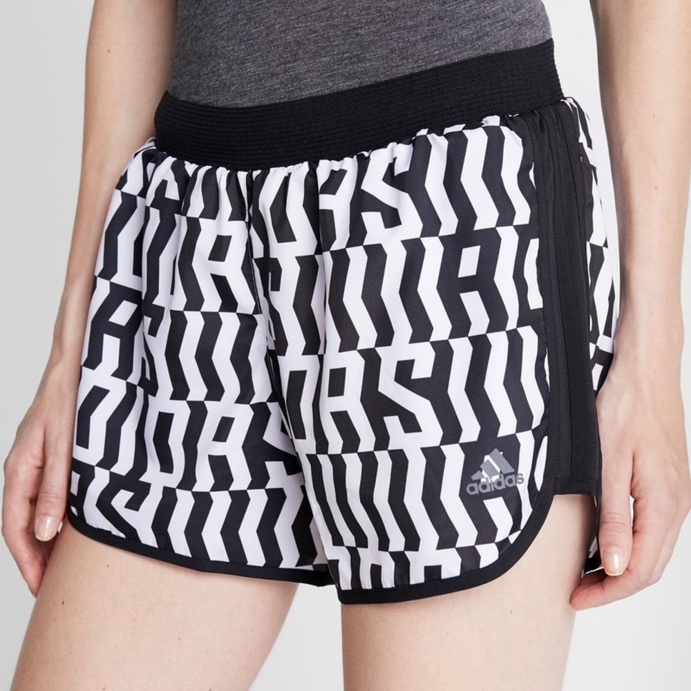 Adidas Women's Graphic Black and White Athletic Shorts